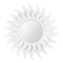 47cm Round White Glitter Angel Wing Mirror