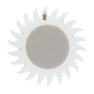 47cm Round White Glitter Angel Wing Mirror