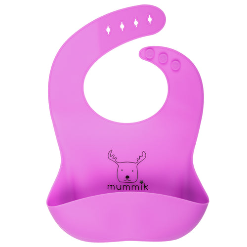 Purple Waterproof Silicone Bucket Bib for Babies and Toddlers