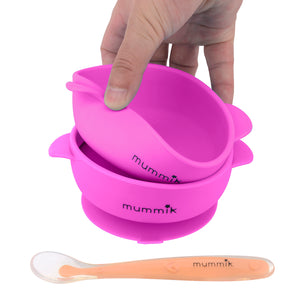 Mummik 2 Pack Silicone Bowls with Super Suction Base (Light Purple) | Feeding Silicone Spoon Included