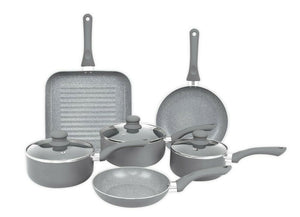 6-Piece Durastone® Grey Marble Cookware Set and 3  lids