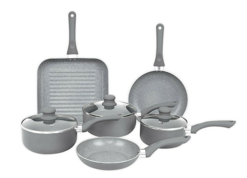 6-Piece Durastone® Grey Marble Cookware Set and 3 lids – Mummik